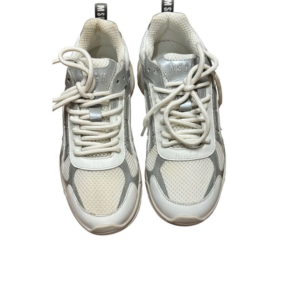 MSGM logo-embossed panelled sneakers in Off - White NWB Size 36/6